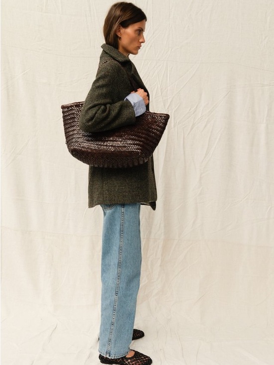 Dragon Diffusion Handbags - Dragon Diffusion Woven Chocolate Brown Tote
